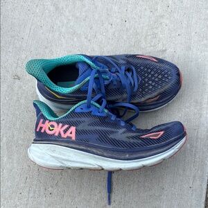 Hoka Navy and Teal Athletic Sneakers